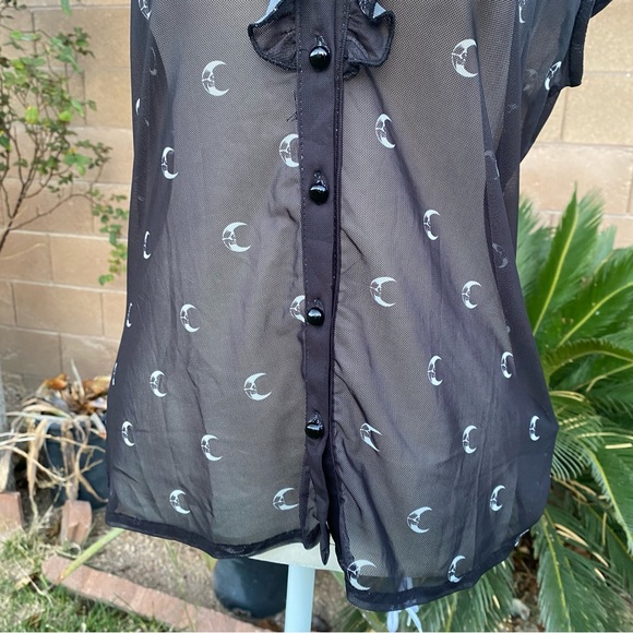 Killstar Gothic Punk Sheer Moon Victorian Button Up Blouse - Picture 4 of 9